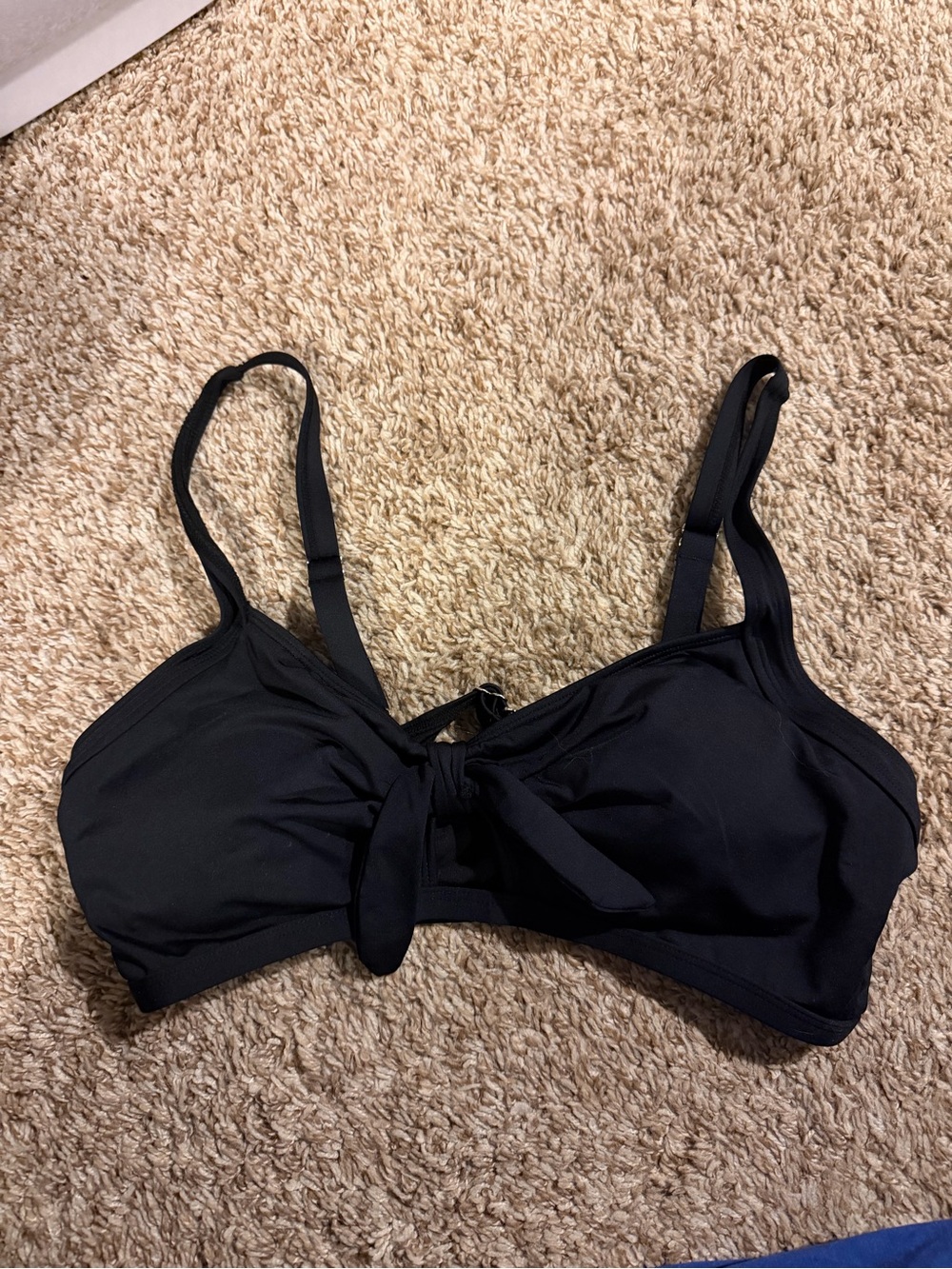 Black Tie-Front Swim Top